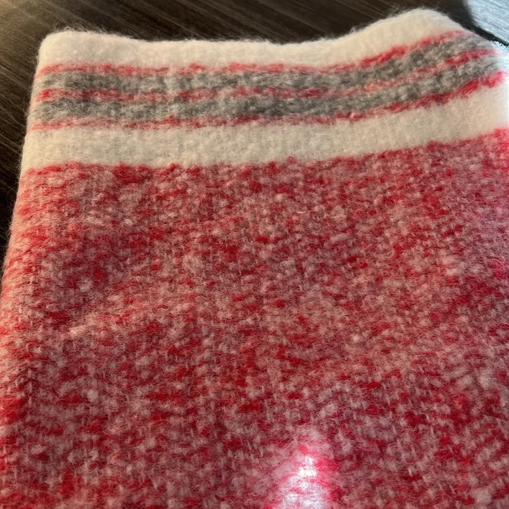 Free People Red Combo Blanket Scarf